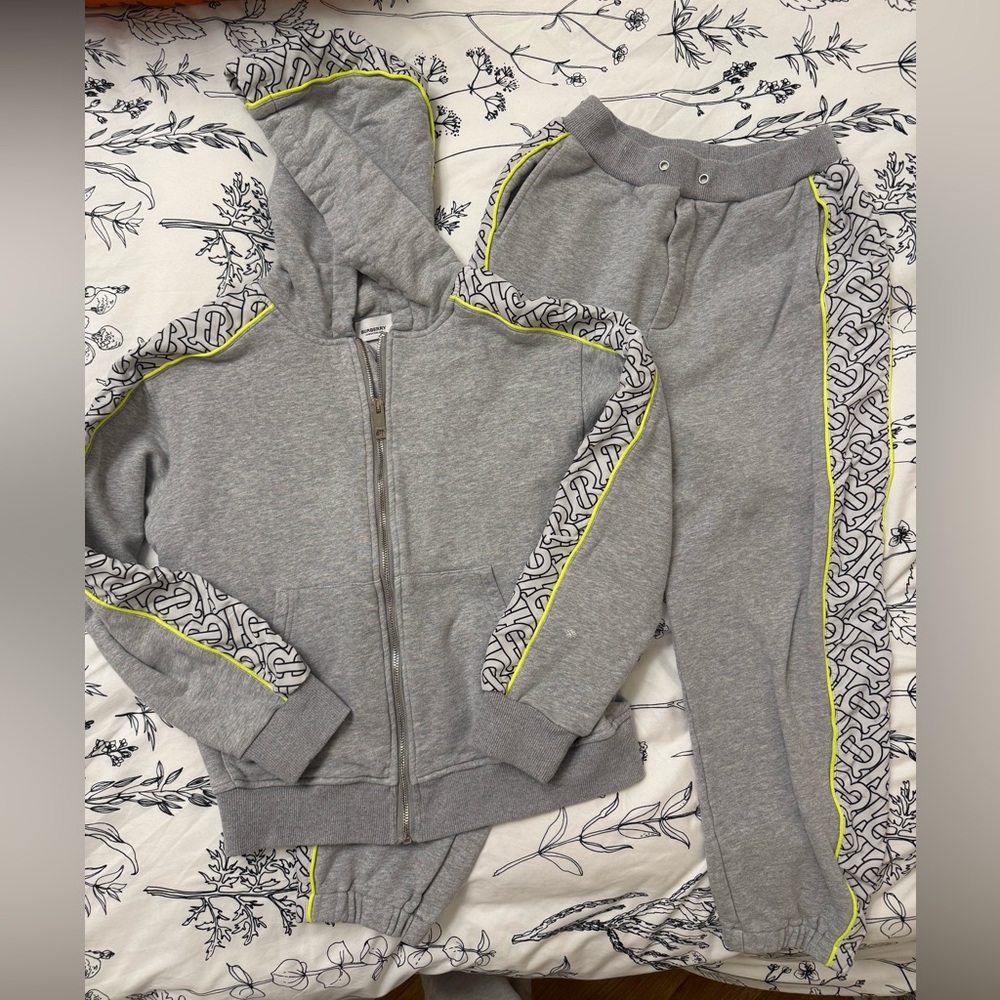 Kids Gray Tracksuit with Neon Accents Burberry Tracksuit size 10